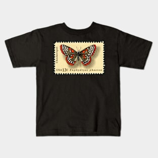 13 Cent Checkerspot Butterfly Postage Stamps Kids T-Shirt